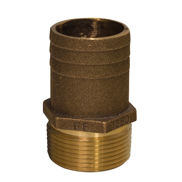 Groco 3/4" NPT x 1" Bronze Full Flow Pipe to Hose Straight Fitting FF-750